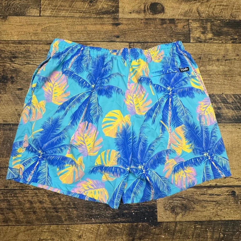 KLATIE Electric Threads Mens Swim Trunks Shorts 3XL Print Blue Yellow Drawstring